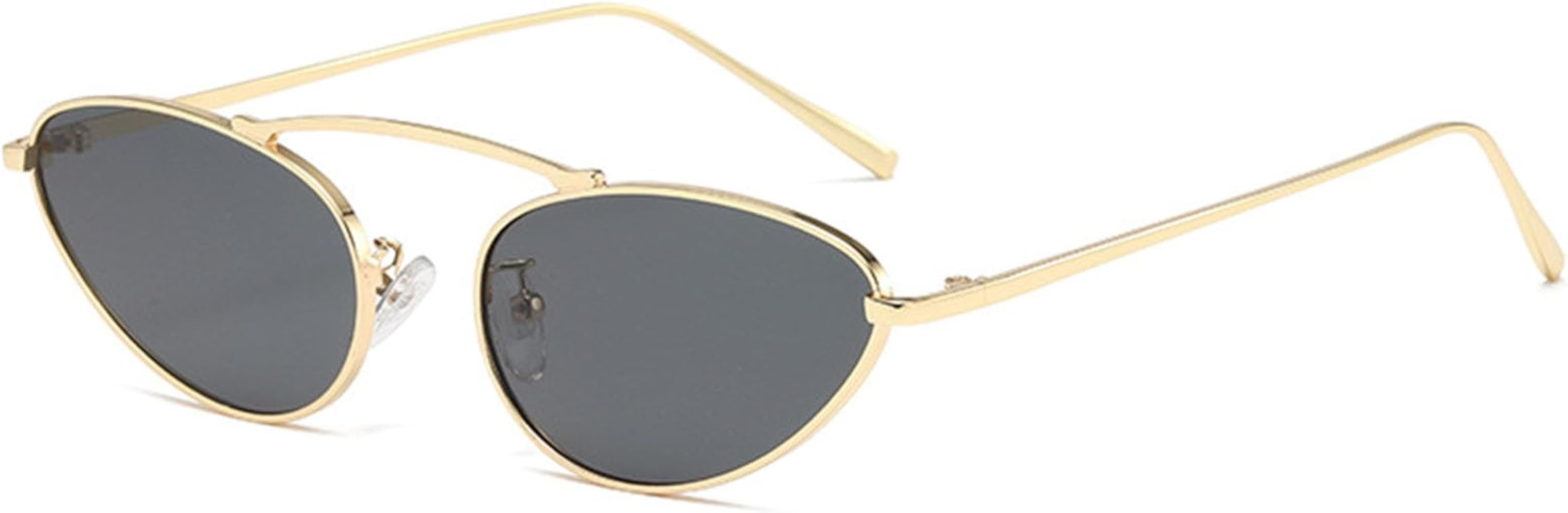 Fashion Retro Narrow Cat Eye Sunglasses for Women Trendy Fun Small Metal Frame Sunnies UV400 Prot... | Amazon (US)