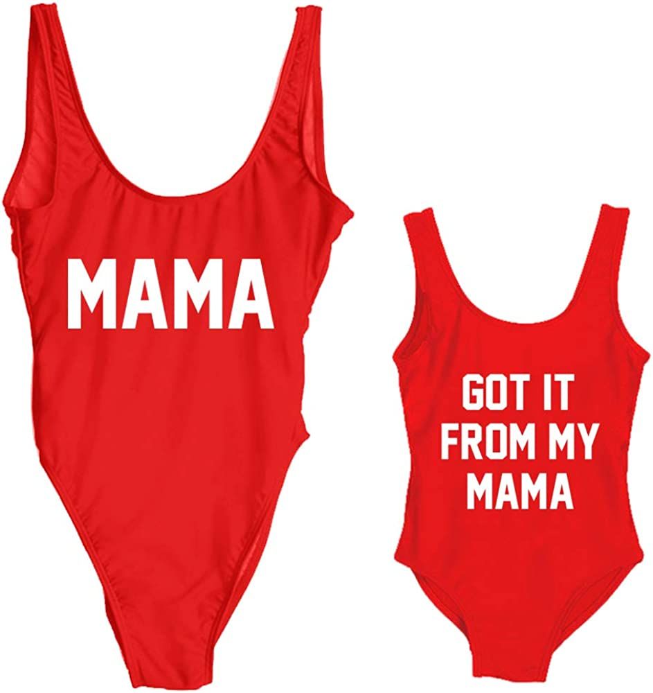 Elightvap Family Matching Mother Child Letter Print Swimsuit Monokini Women Toldder Girl One Piec... | Amazon (US)