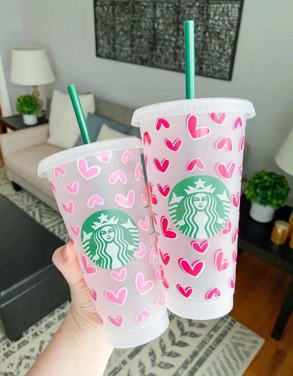 Valentines Day Heart Cold Cup . Winter Iced Coffee Cup . | Etsy | Etsy (US)