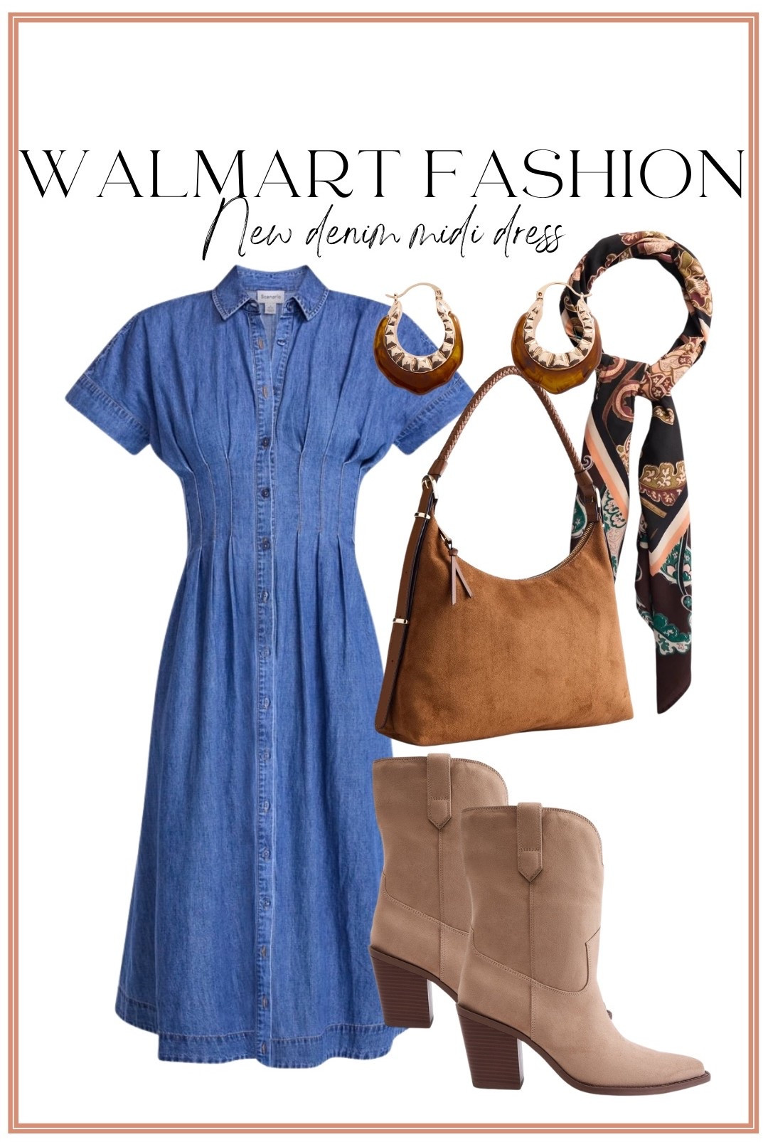The denim dress of the season! 😍 This new Walmart fashion denim midi dress is such an easy way to transition your wardrobe into fall. I love the flattering fitted waist, button-front detail and classic denim wash—it looks so elevated styled with neutral western boots, a faux suede bag and a printed scarf. Such a cute fall outfit for everything from brunch and shopping to family photos and weekend plans!

#WalmartFashion #WalmartFinds #WalmartStyle #WalmartFashionFinds #WalmartNewArrivals #AffordableFashion #FallFashion #FallOutfitIdeas #DenimDress #DenimMidiDress #WesternStyle #AffordableStyle #FallWardrobe #WomensFashion #OutfitInspo

#LTKootd #LTKPetite