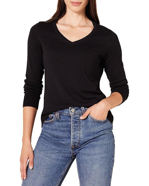Amazon Essentials Women's Classic-Fit Lightweight Long-Sleeve V-Neck Sweater (Available in Plus S... | Amazon (US)