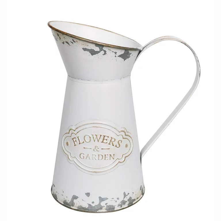 VANCORE Farmhouse Vases Shabby Chic Milk Jug Pitcher Flower Vase, White - Walmart.com | Walmart (US)