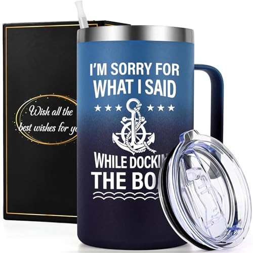 Gtmileo Boat Gifts, Boat Lovers Insulated Coffee Mug, Christmas Boating Gifts for Captain Crew Member Men (20 OZ-Blue Gradient) | Amazon (US)