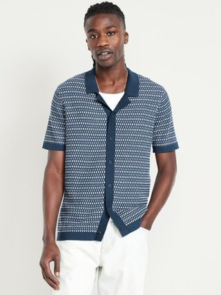 Short-Sleeve Button-Front Sweater | Old Navy (US)