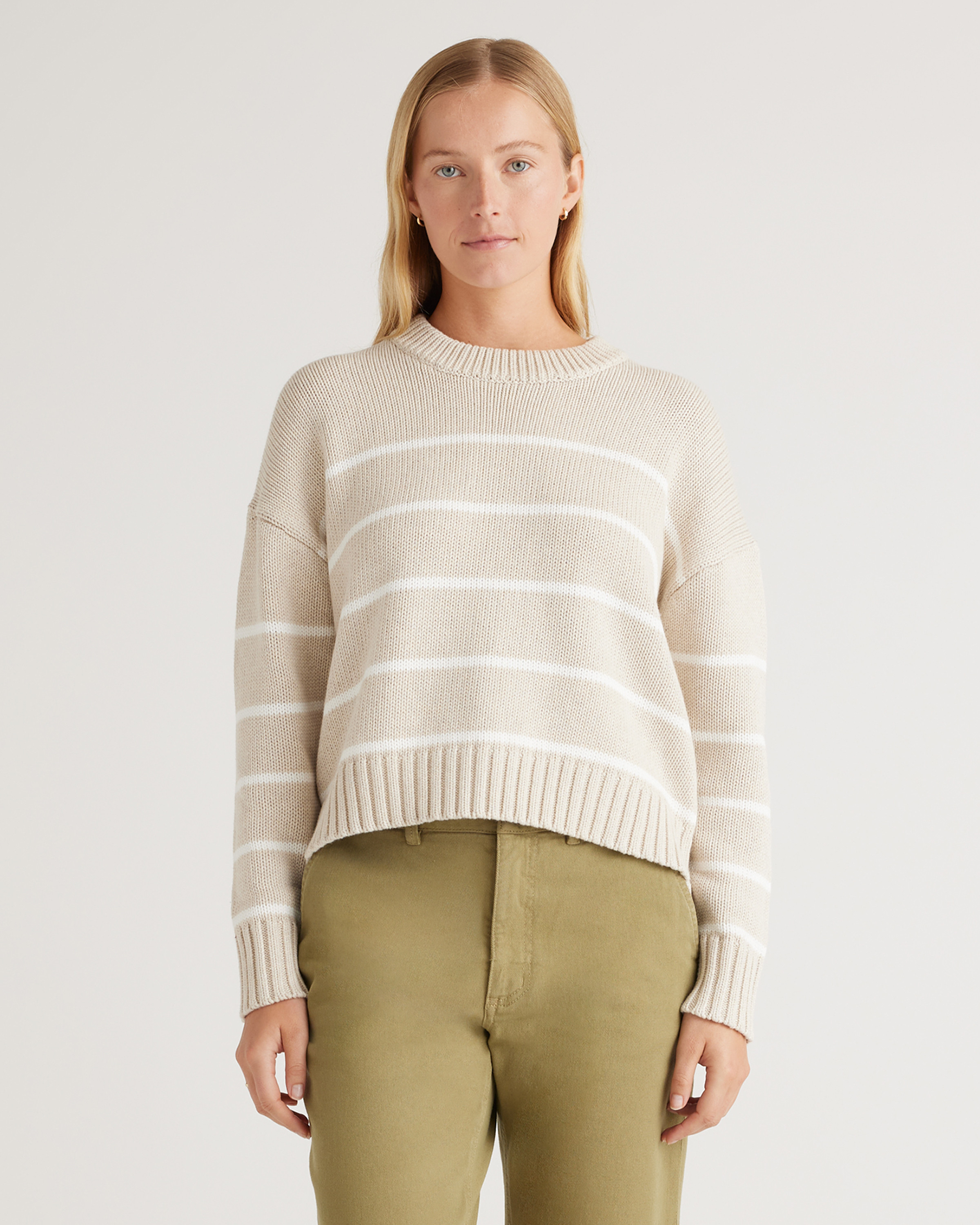 100% Organic Cotton Striped Crew Sweater | Quince