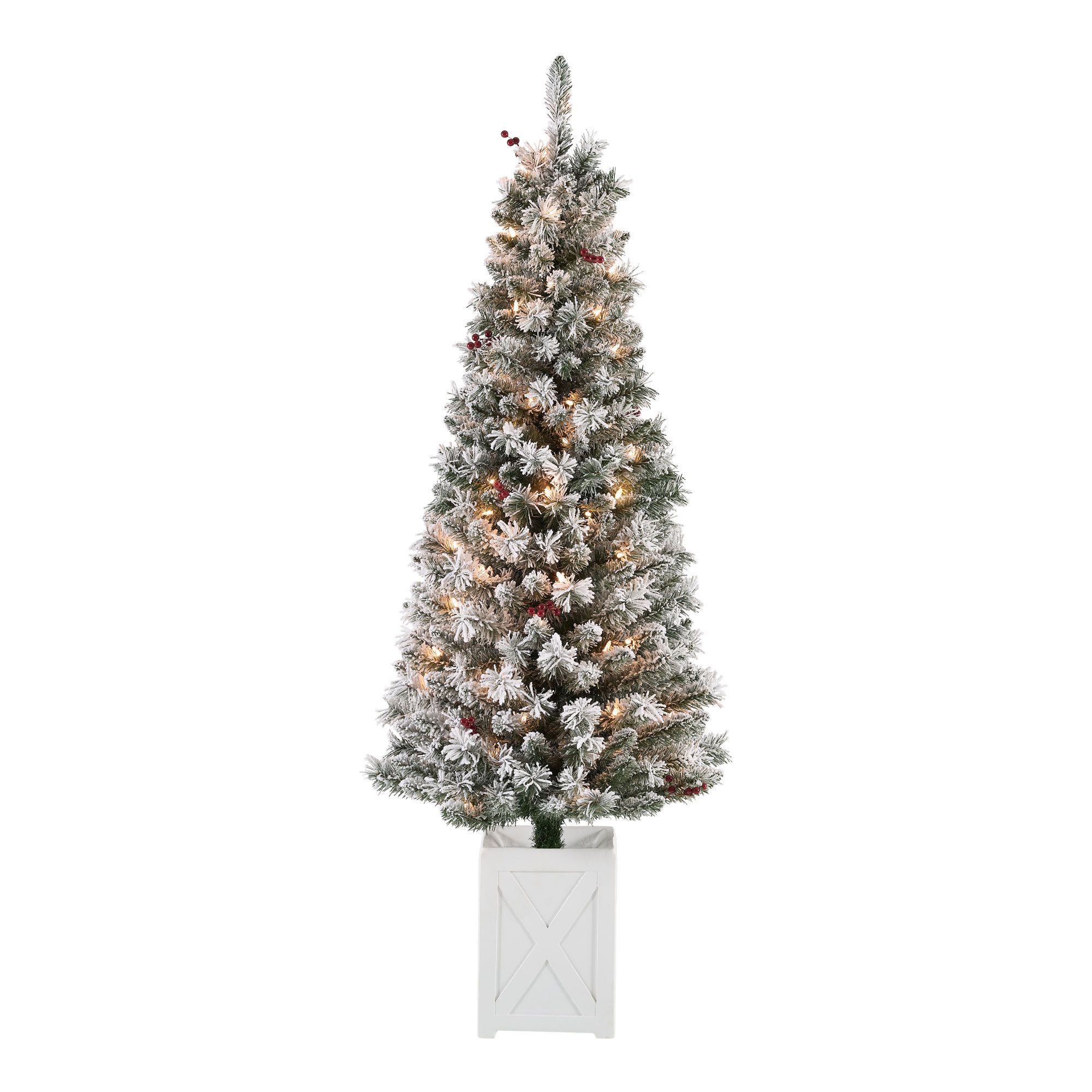 Holiday Time Set of Two 5-Foot Pre-Lit Flocked Artificial Christmas Tree | Walmart (US)