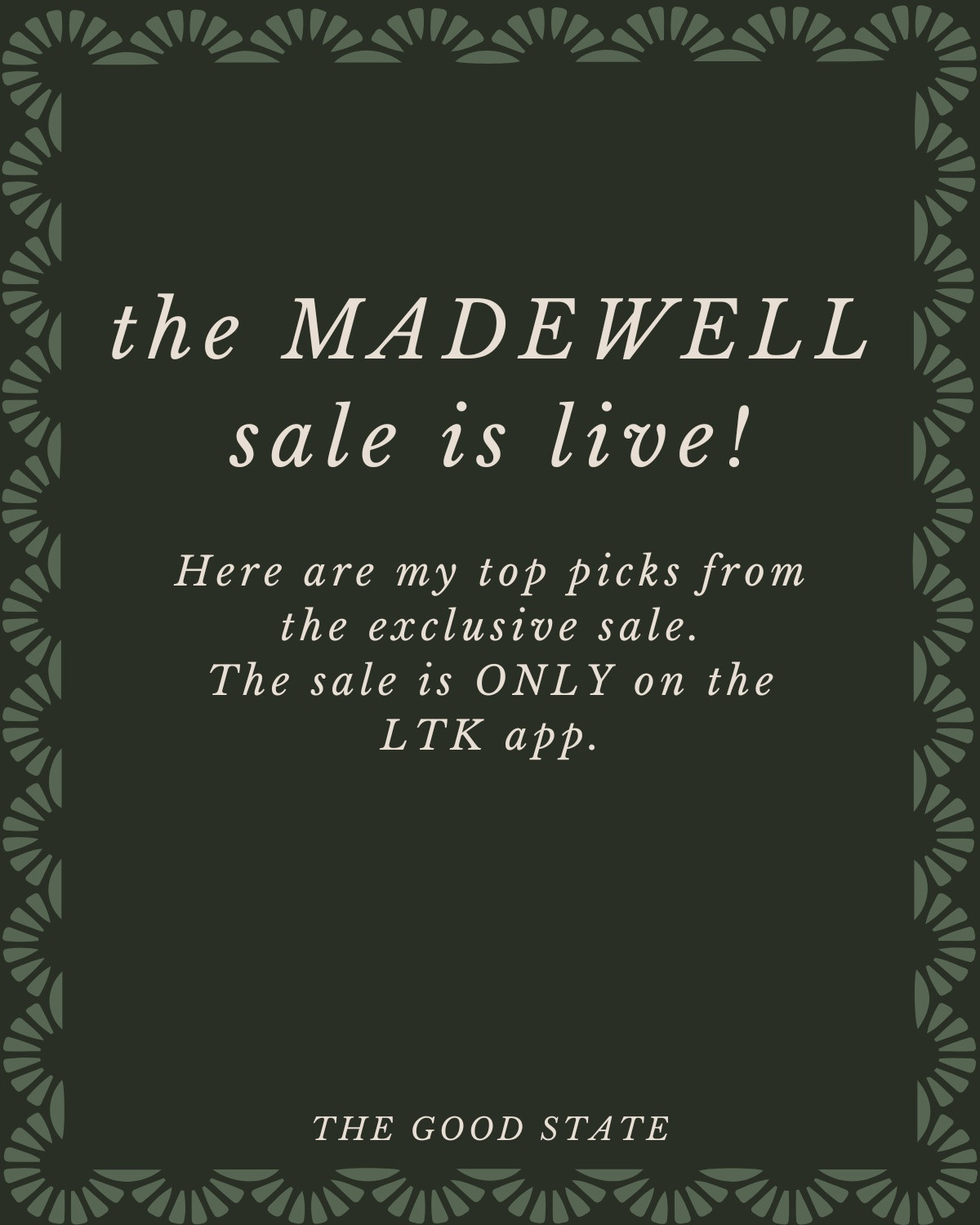 The sale is live!!! Save 20% today. You must shop via the LTK app to save!!

To take advantage of the sale, just tap on the product you want to shop an ls then you will see a button that says “copy promo code”—click that and then paste it at checkout!

#LTKxMadewell #LTKSeasonal #LTKSaleAlert