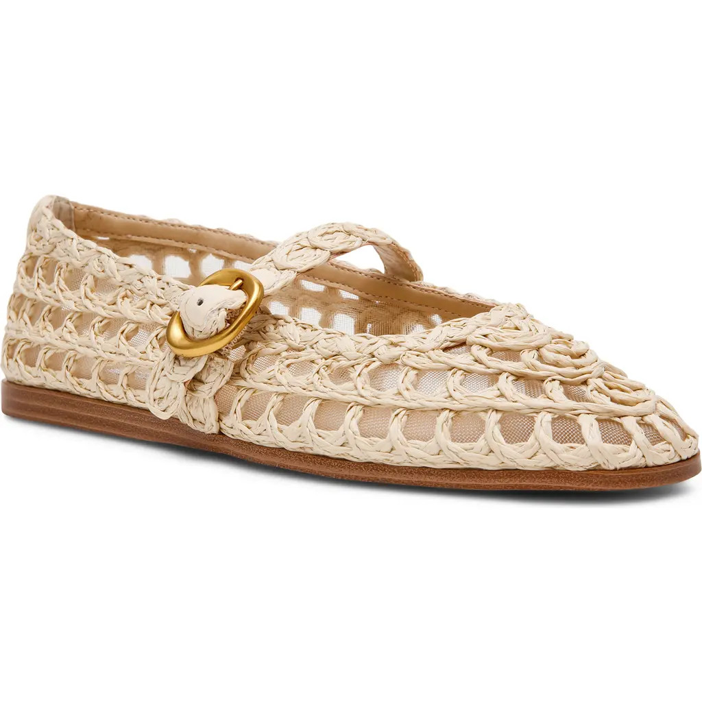 Steve Madden Melody Raffia Mary Jane Flat in Natural Raffia at Nordstrom, Size 7.5 | Nordstrom