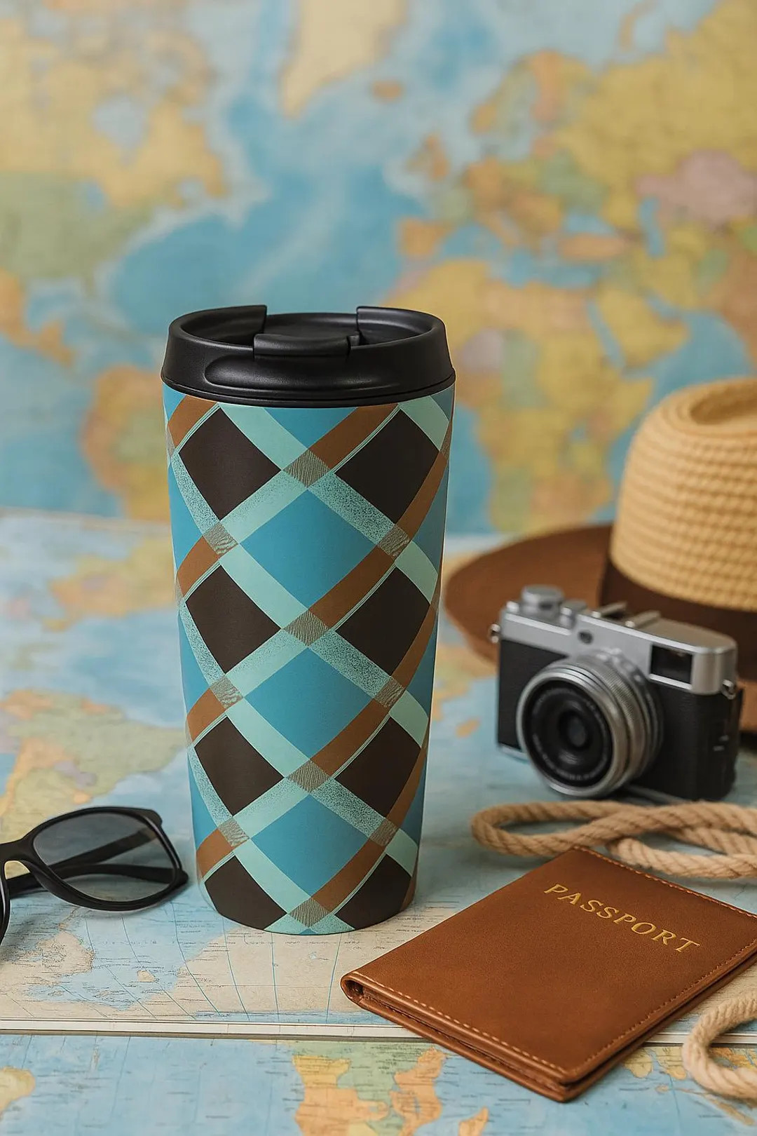 Argyll Diamond Pattern Stainless Steel Travel Mug - On-the-go Cup - Etsy | Etsy (US)