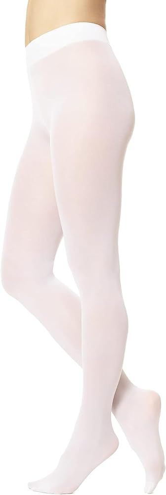 HUE Women’s Opaque Sheer to Waist Tights, White, 1 at Amazon Women’s Clothing store: Tights W... | Amazon (US)