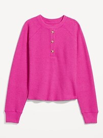 Plush Waffle-Knit Henley Top for Women | Old Navy (US)