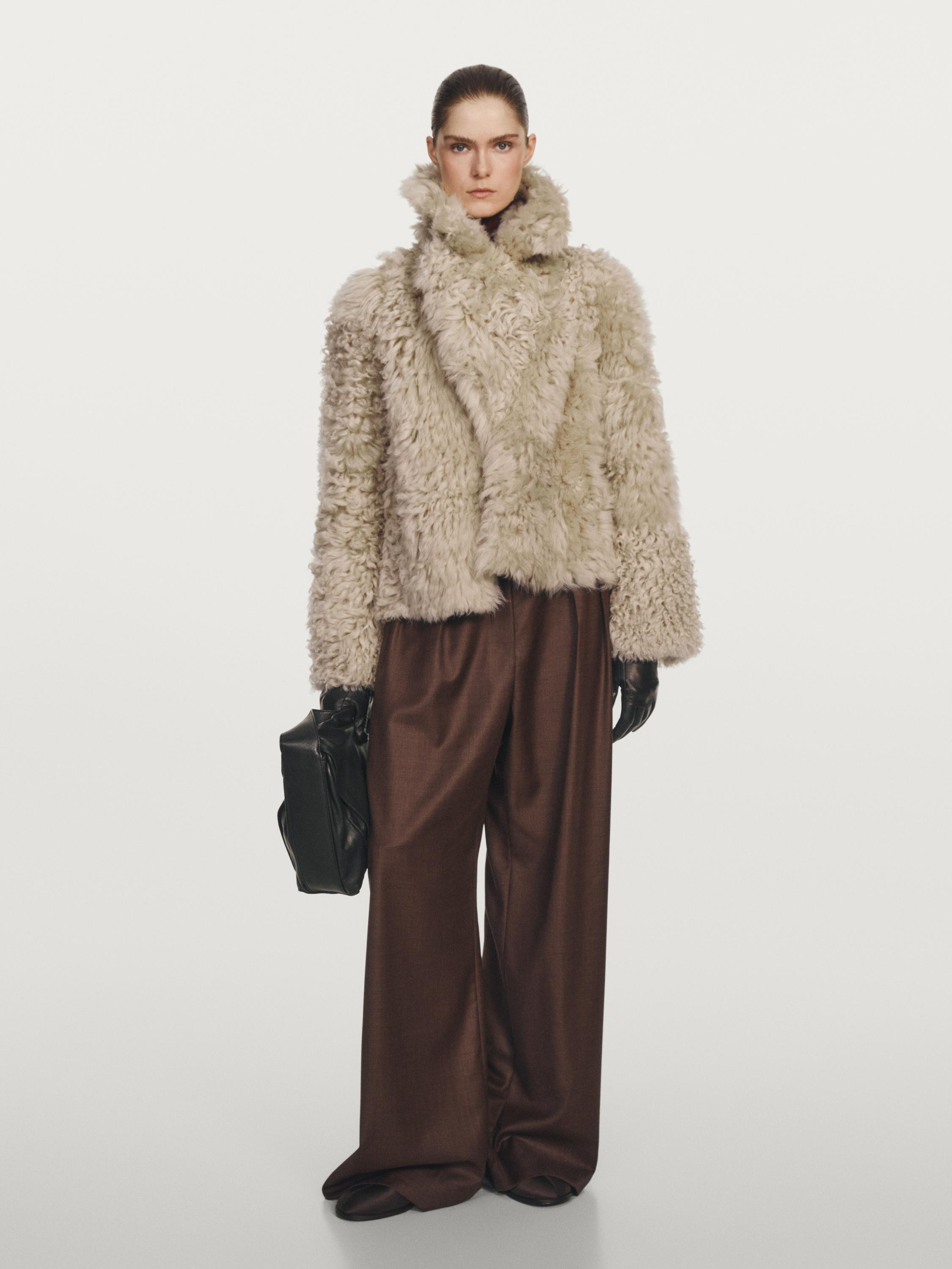 Short leather coat with fur - STUDIO | Massimo Dutti US
