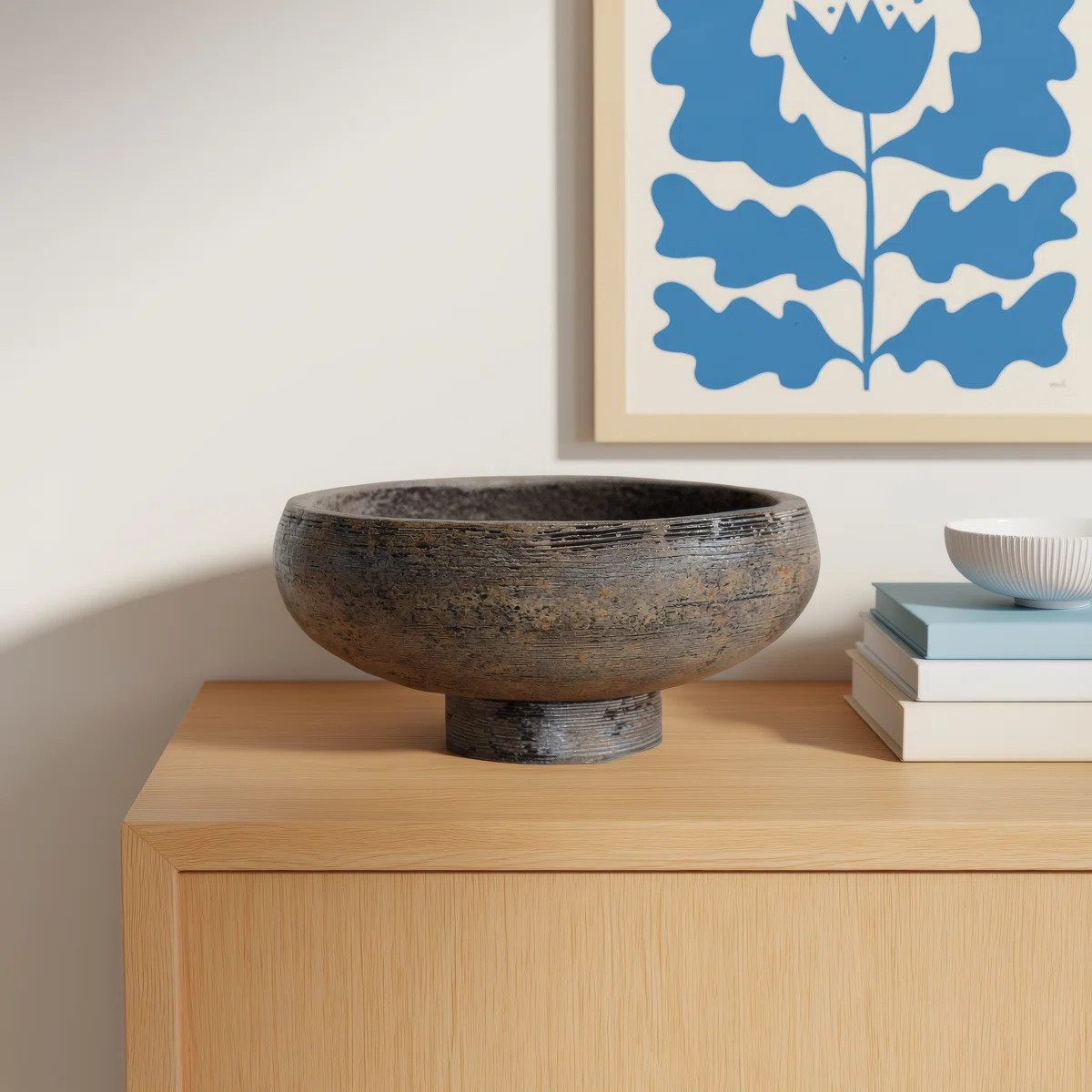 Round Textured Terracotta Decorative Bowl for Home Decor - Modern Accent Bowl for Tabletop or She... | Wayfair North America