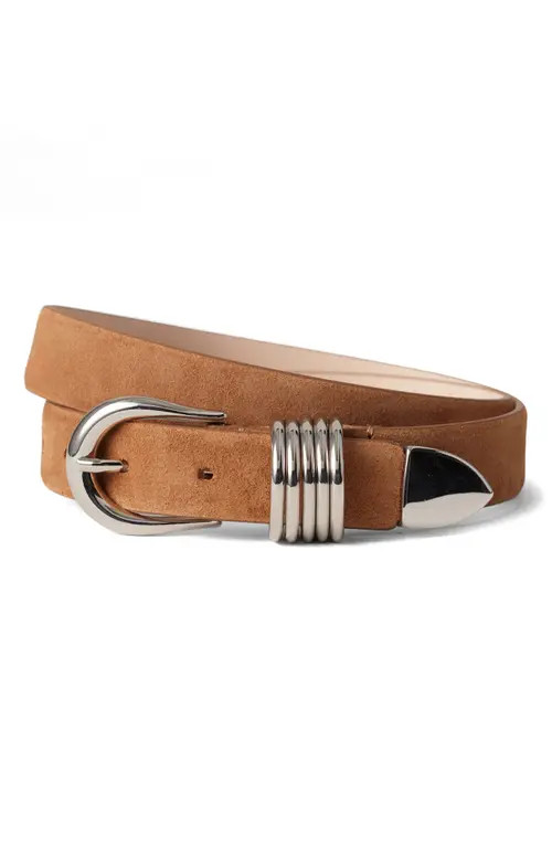 Déhanche Hollyhock Suede Belt in Caramel Suede/silver at Nordstrom, Size Large | Nordstrom