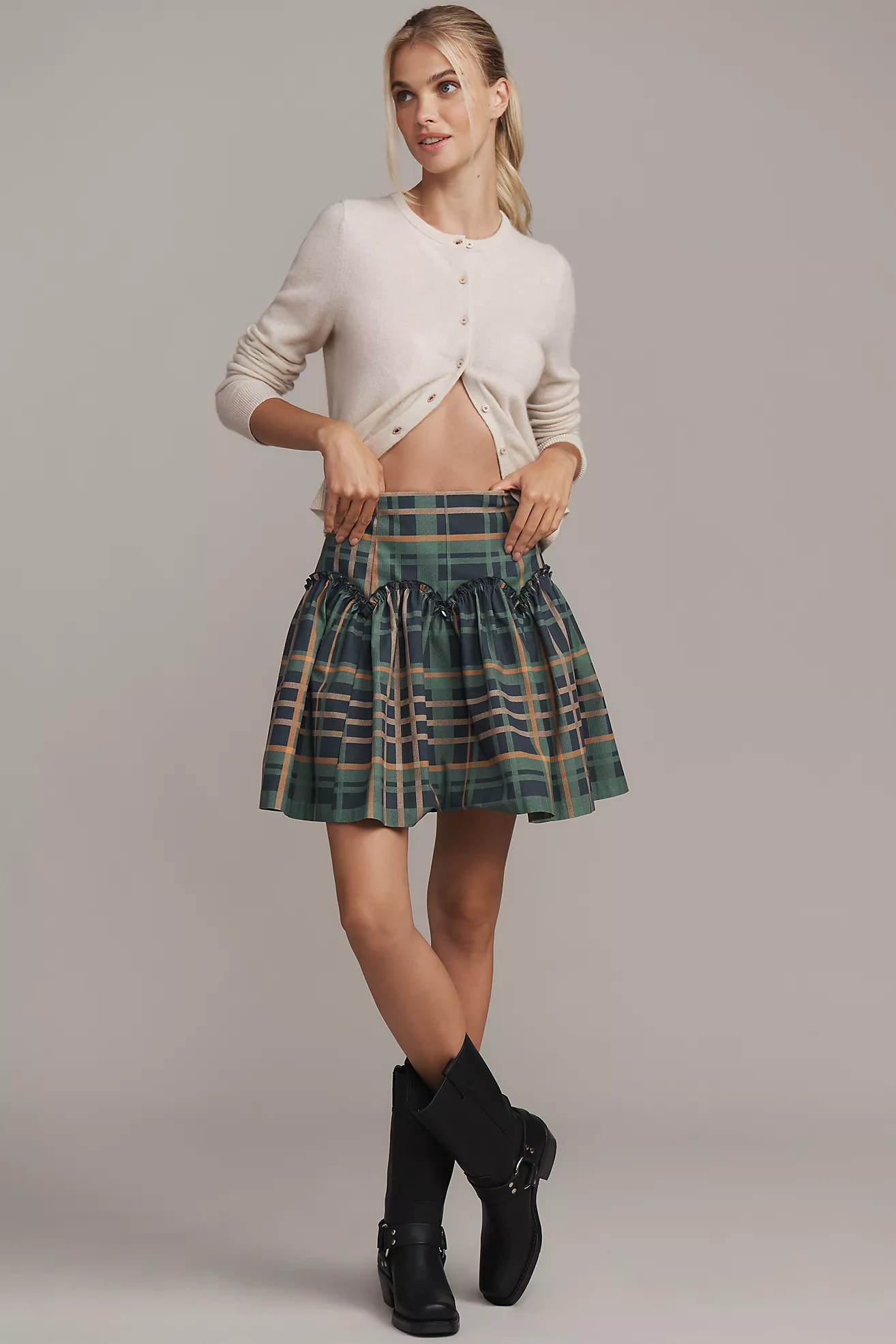 Mare Mare Basque-Waist Plaid Mini Skirt | Anthropologie (US)