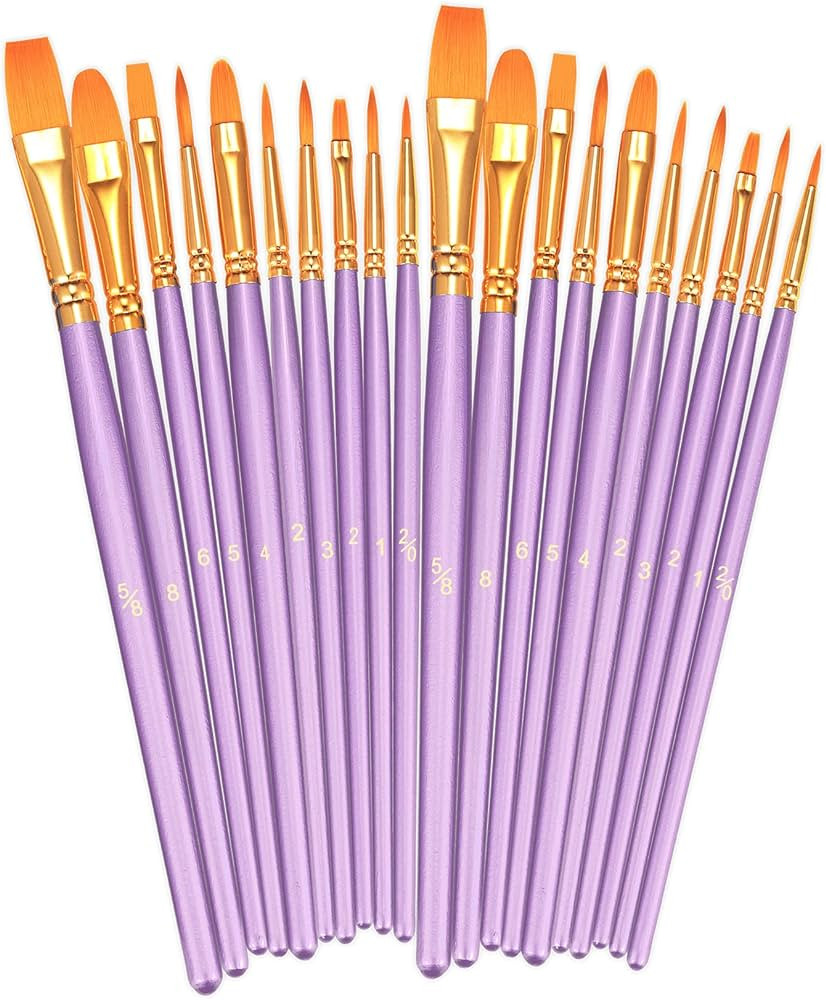 BOSOBO Paint Brushes Set, 2 Pack 20 Pcs Round Pointed Tip Paintbrushes Nylon Hair Artist Acrylic ... | Amazon (US)