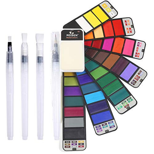 MEEDEN Travel Watercolor Paint Set: Portable 42 Assorted Water Colors Paint Kit with 4 Brushes | Amazon (US)