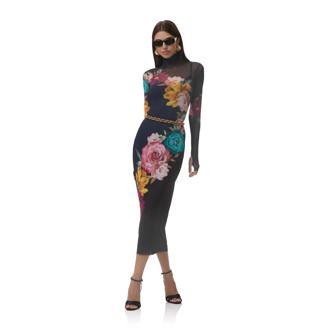 Shailene Dress - Navy Block Floral | ShopAFRM