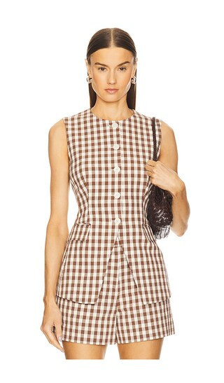 Veronica Beard Lois Vest in Brown. - size 0 | Revolve Clothing (Global)