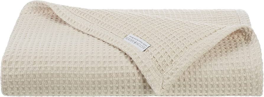 Aston & Arden Waffle Weave Blanket - 100% Ringspun Cotton All Season Throws, Luxury Hotel Quality... | Amazon (US)