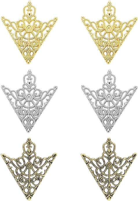 WCRAZYE Retro Hollow Pattern and Angle Triangle Collar Pins for Men Women Fashion Simple Gold Sil... | Amazon (US)