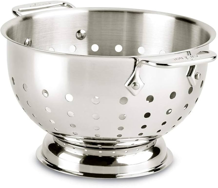 All-Clad Tools and Accessories Stainless Steel Colander 3 Quart Strainer, Pasta Strainer with Han... | Amazon (US)