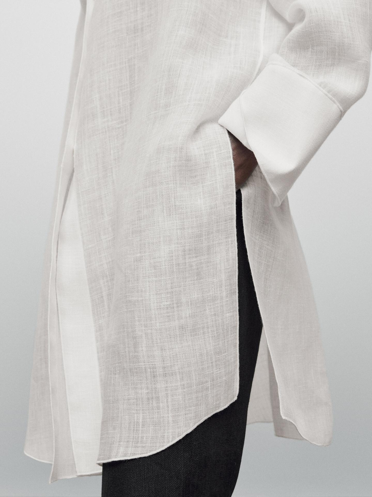 Linen blend shirt with buttons - Limited Edition | Massimo Dutti US