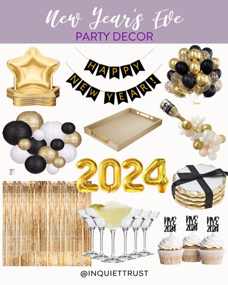 Elevate your New Year's Eve decorations with these party essentials! #homefinds #nyedecor #blackandgold #hello2024

#LTKparties #LTKhome #LTKHoliday