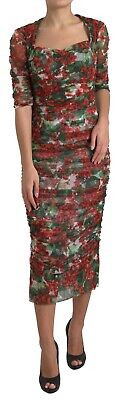 DOLCE & GABBANA Dress Red Floral Print Tulle Sheath Midi IT48/US14/XL 3680usd  | eBay | eBay US
