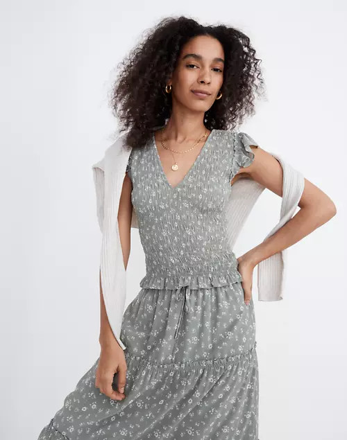 Lucie V-Neck Smocked Top in Cottage Garden | Madewell