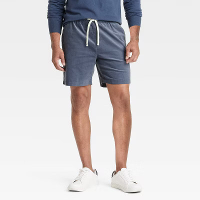 Men's 7" Elevated Corduroy Pull-On Shorts - Goodfellow & Co™ Gray Blue XXL: Midweight Cotton, Regular Fit, Side Pockets | Target