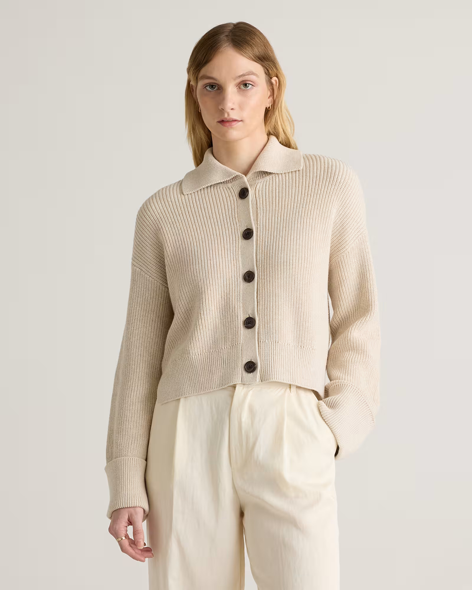 100% Organic Cotton Fisherman Collared Cardigan | Quince