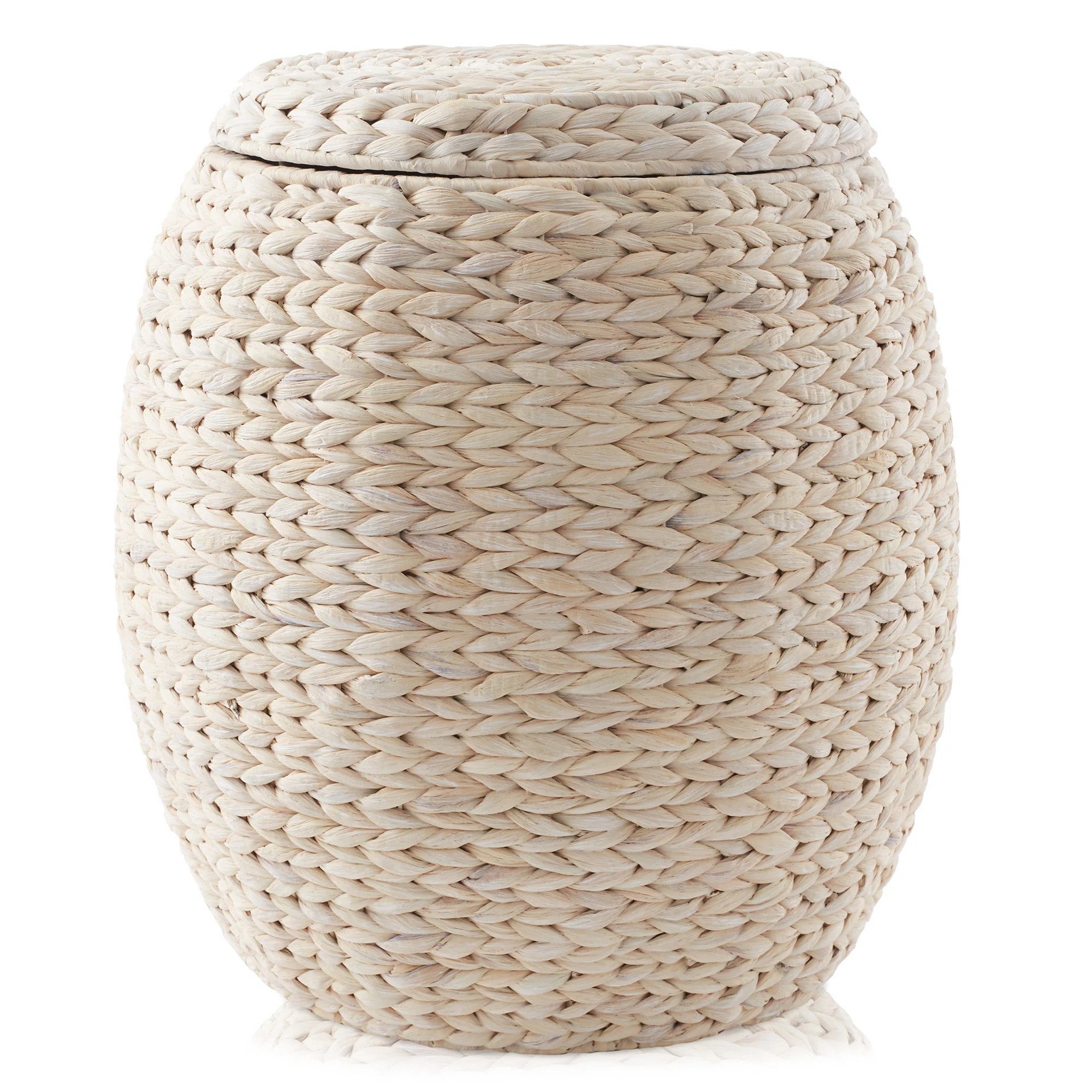 Round Water Hyacinth Storage Basket/Hamper with Lid | Wayfair North America
