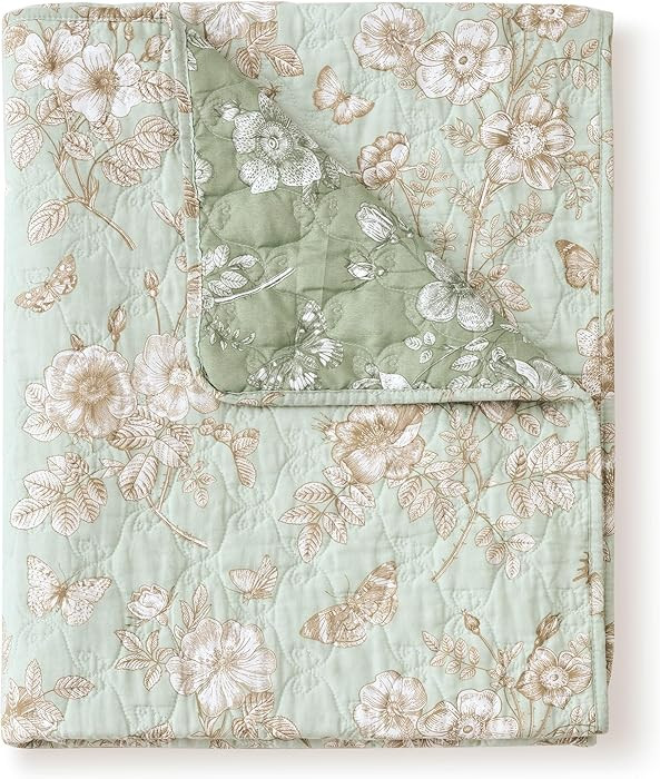 Greenland Home Olivia Reversible Butterfly Garden Quilted Cotton Throw Blanket, 50" x 60" | Amazon (US)
