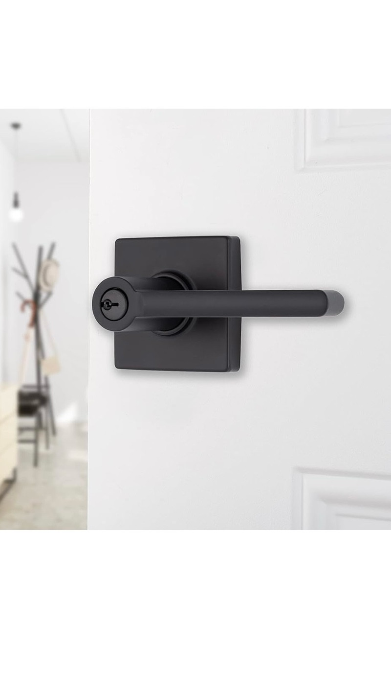 Contemporary Keyed Entry Door Lever, Matte Black - Designed for Sleek and Modern Homes and Blends Seamlessly with Interior Décor - BRINKS