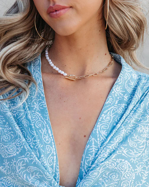 Covello Pearl Chain Toggle Necklace - Gold | VICI