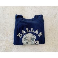 Vintage Sweatshirt | Dallas Cowboys Football Sports Raglan Pullover Top Shirt Sweater 80's Blue Size S/M | Etsy (US)