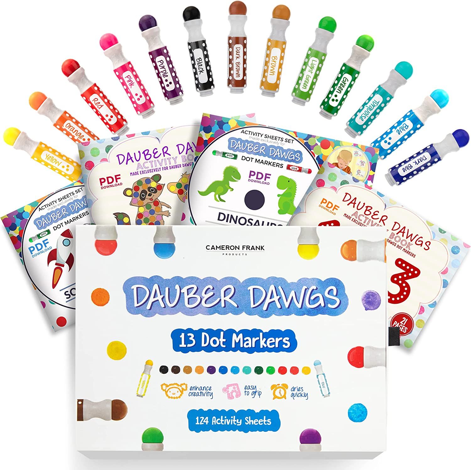 Amazon.com: Washable Dot Markers 13 Pack With 121 Activity Sheets For Kids, Gift Set With Toddler... | Amazon (US)