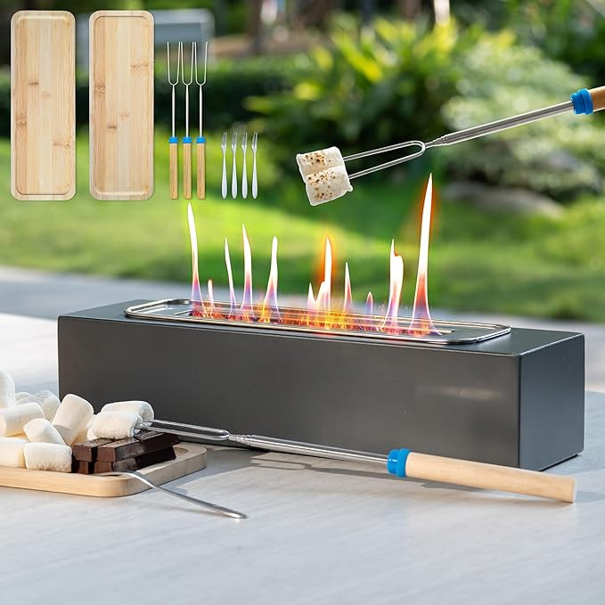 Tabletop Fire Pit with Smores Kit, Ethanol Table Top Firepit Smores Maker, Portable Outdoor fire ... | Amazon (US)