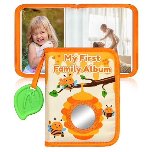 BOHEMIABY My First Photo Album for Baby, 18|4x6" Baby Photo Book with Soft Cloth Cover & Safety Mirror, Toddler Baby Family Photo Book for Newborns Baptism Birthday Gifts, Yellow Bee | Amazon (US)