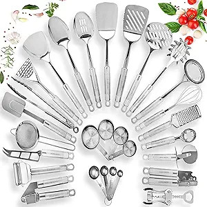 Amazon.com: Home Hero 29-pcs Kitchen Utensils Set - Stainless Steel Cooking Utensils Set with Spa... | Amazon (US)