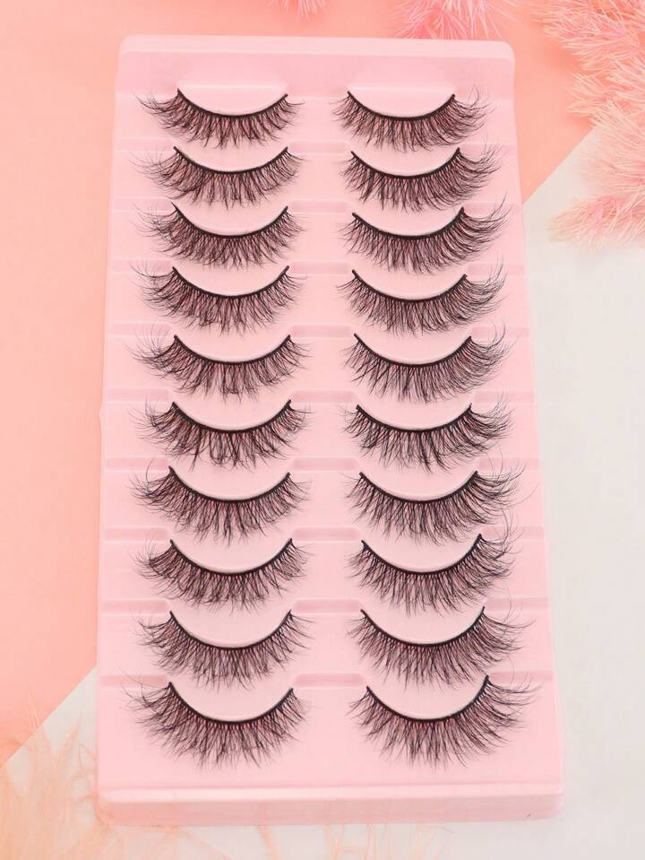 Fake Eyelashes,10Pairs 3D Cat Eye False Eyelashes Messy Faux Mink Eyelashes Natural Soft  Eye La... | SHEIN