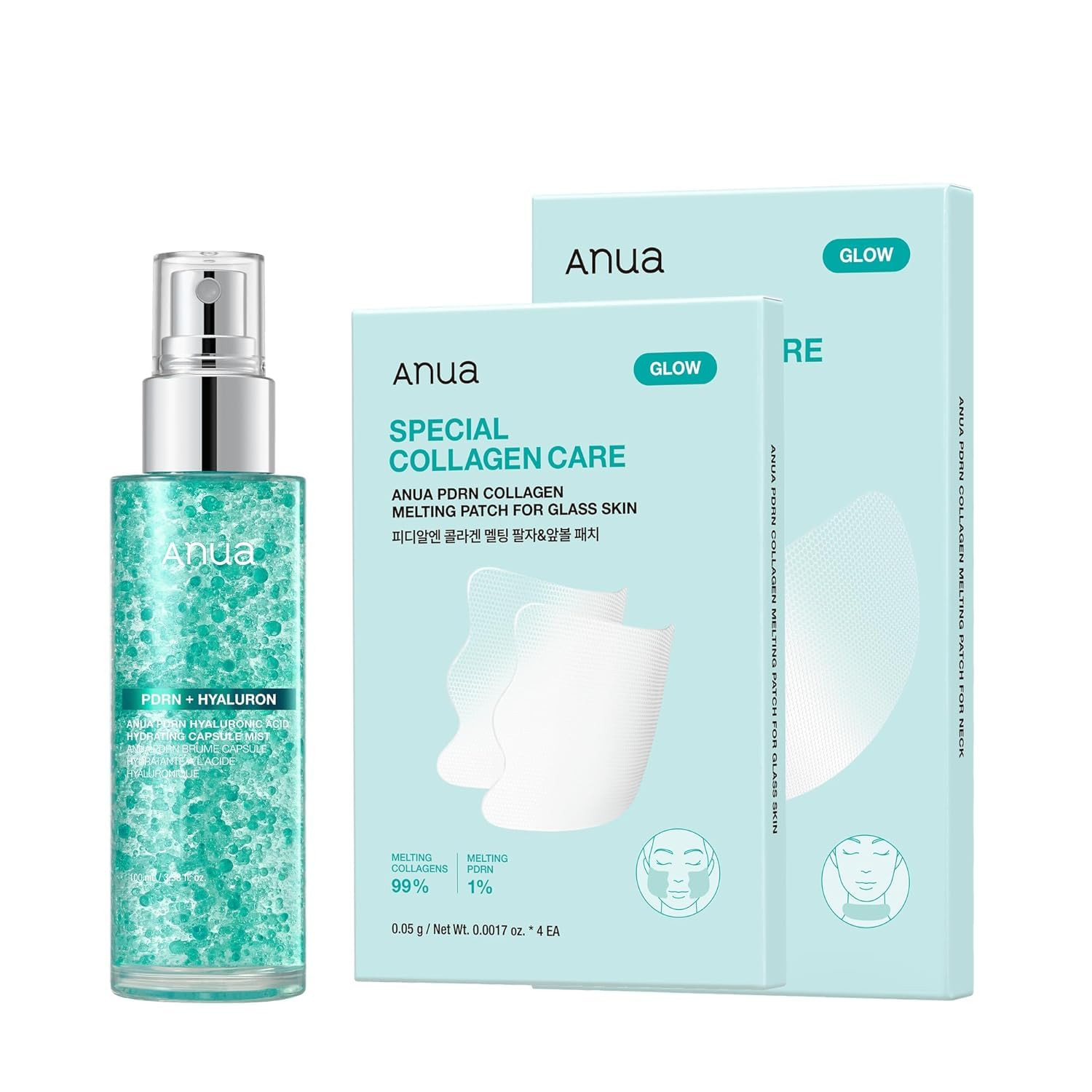 Anua PDRN Collagen Intensive Fine Line Care Set, PDRN Salmon DNA Glow Serum Spray For Hydration, Collagen Patch for Firmness, Neck & Facial Fine Line, Perfect Home Care, Korean Skincare Set | Amazon (US)