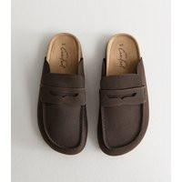 Women's Brown Faux Suede Flat Loafer Mules Vegan New Look | New Look (UK)