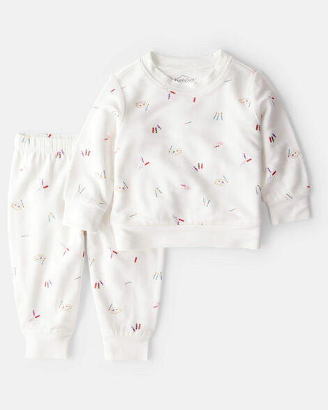 Baby Girl Paint Print PurelySoft Long-Sleeve Tee & Pant Set - Ivory | Carter's Inc