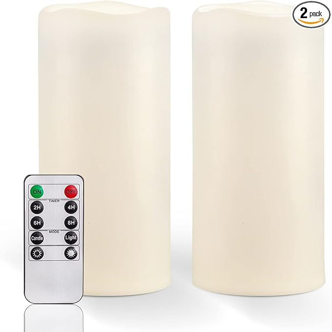 Homemory 8" x 4" Large Waterproof Outdoor Flameless Candles with Remote Control and Timer, Batter... | Amazon (US)
