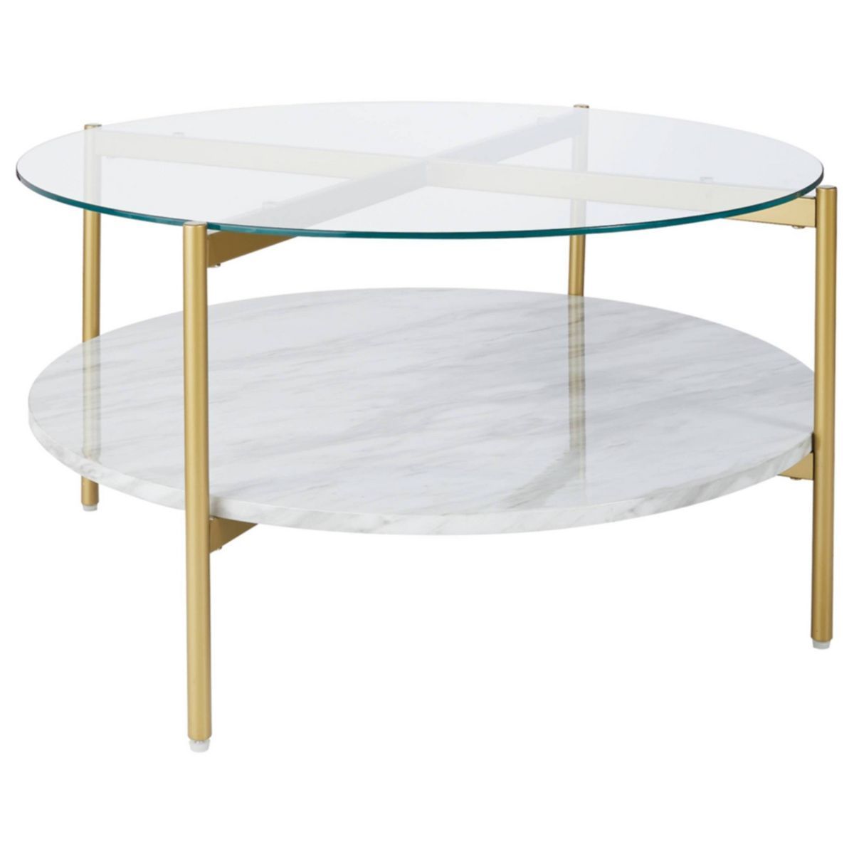 Wynora Round Cocktail Table White/Gold - Signature Design by Ashley | Target