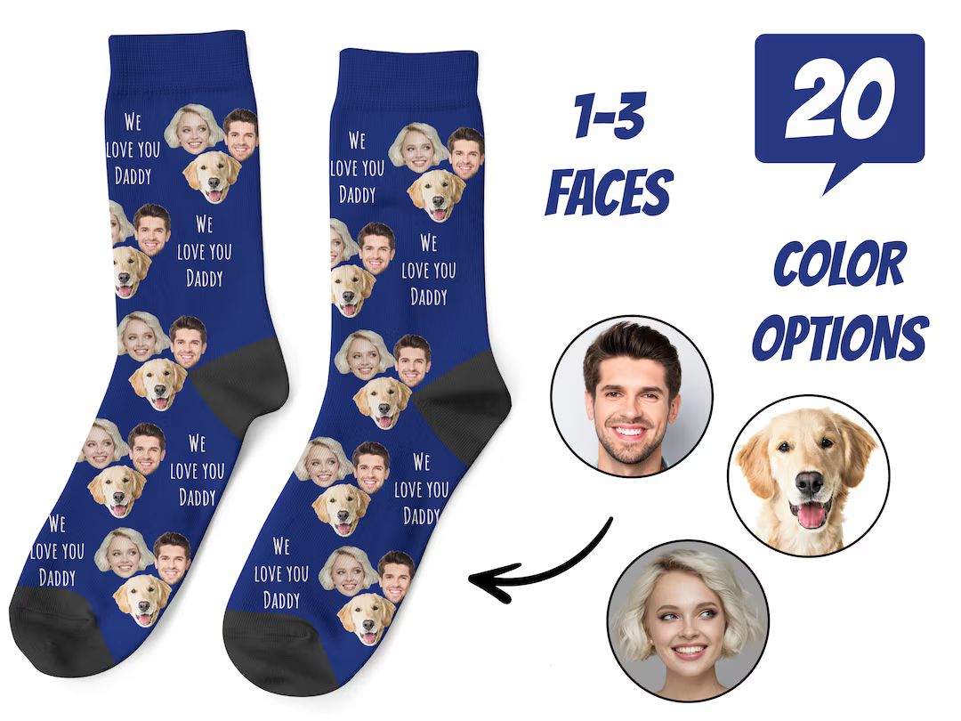 Father's Day Gifts for Dad, Personalized Gifts for Dad, Custom Face Socks, Personalized Socks, Cu... | Etsy (US)