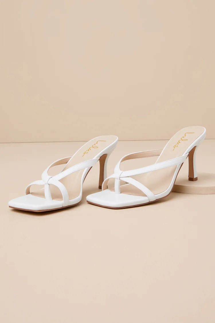 Beckette White Strappy High Heel Slide Sandals | Lulus