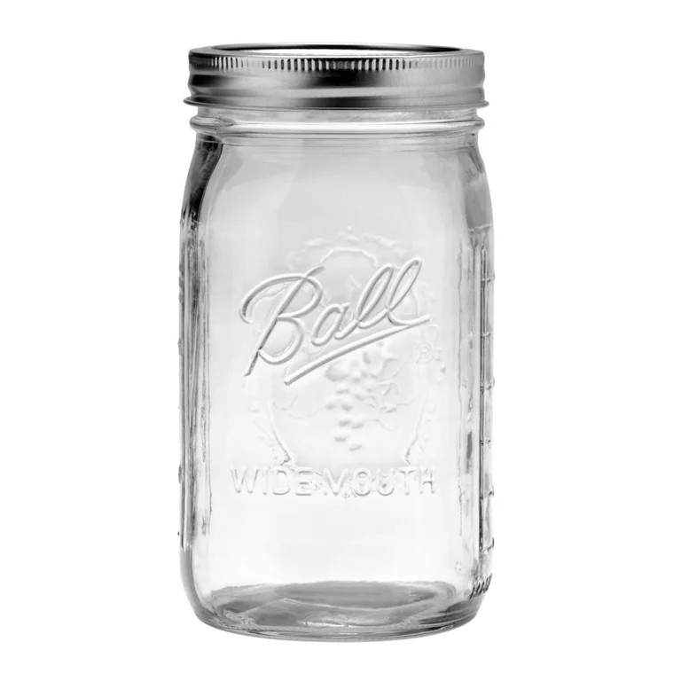 Ball Glass Mason Jar with Lid & Band, Wide Mouth, 32 oz, Single Jar, 1 Count | Walmart (US)